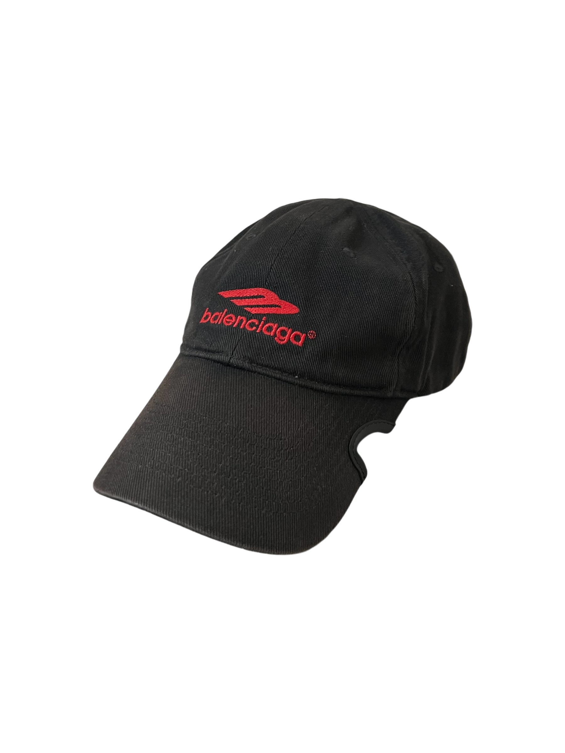 BALENCIAGA Logo Baseball Cap Hat Black Adjustable Size L