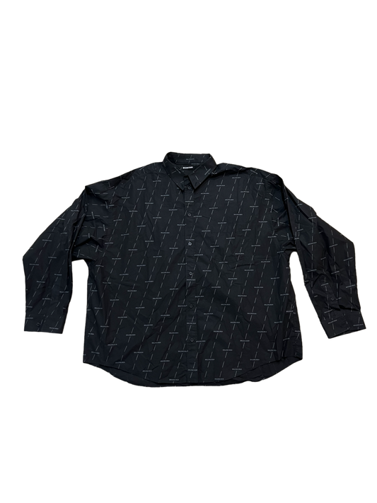 Balenciaga Black Monogram Dress Shirt