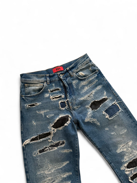 424 Distressed Repaired Denim Jeans